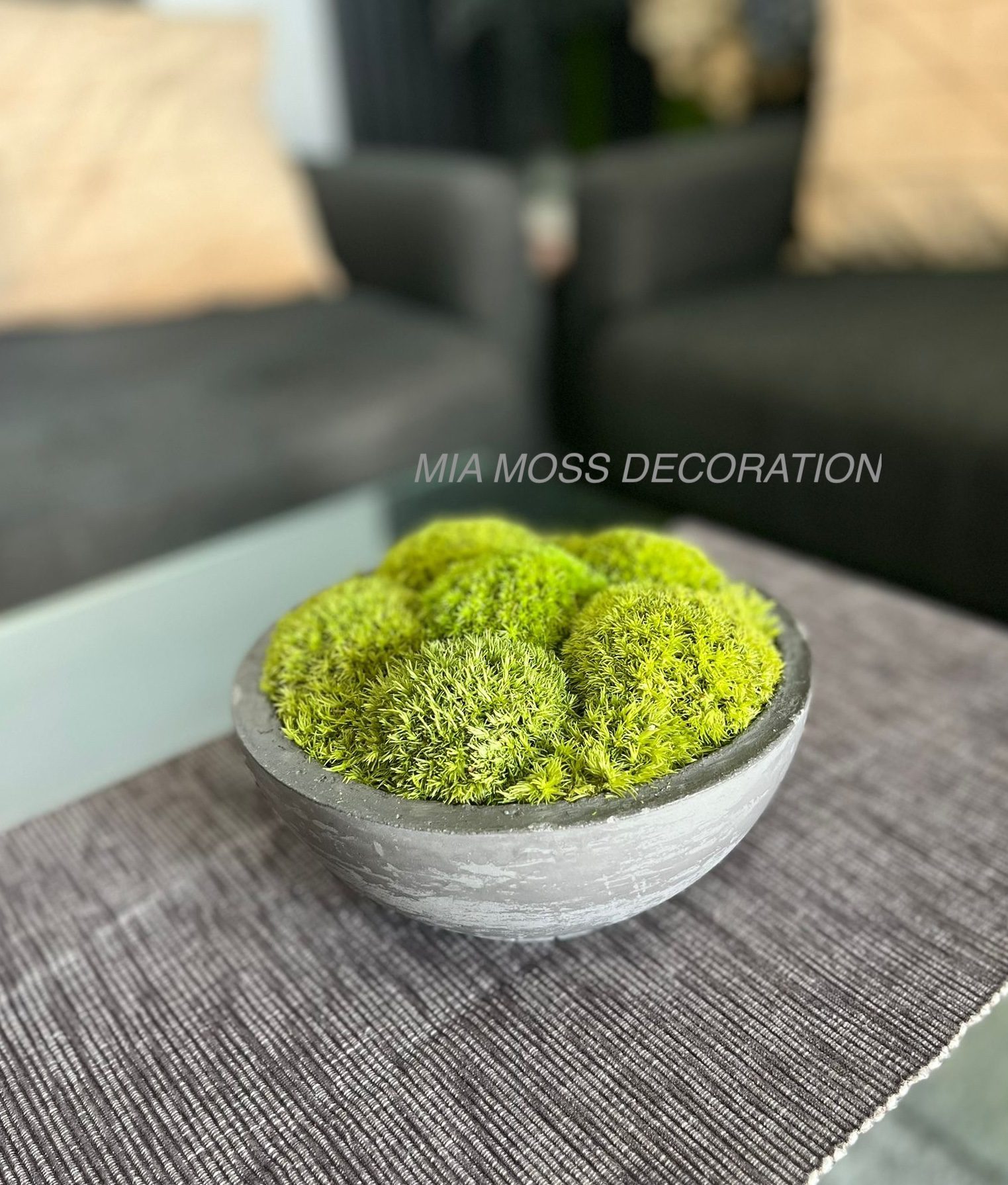 MECHOVÁ DEKORACE - betonová mísa s kopečky